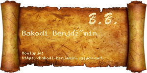 Bakodi Benjámin névjegykártya